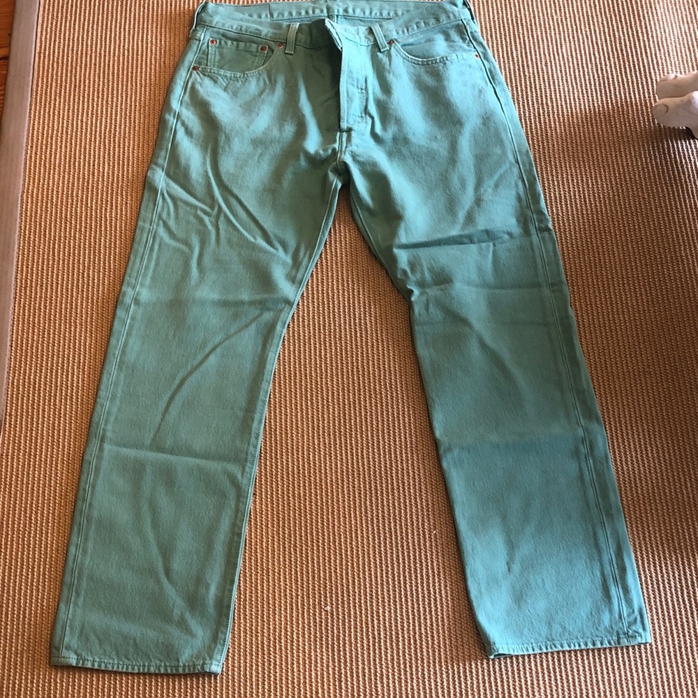 Men's Green Straight-Leg Pants Levi Strauss 501 Size 34-30